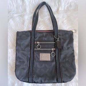 COACH BLACK SIGNATURE C LOGO GLAM TOTE